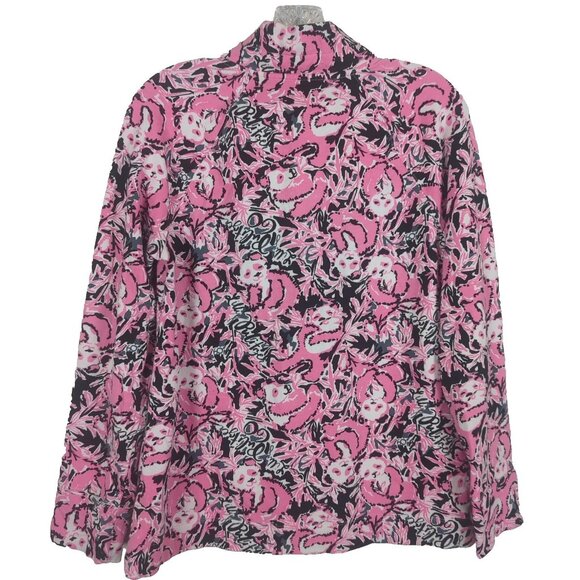 Lilly Pulitzer Hangin With My Boo Skipper Pink Sz M Terry 1/2 Zip Sweatshirt Top - Picture 2 of 16